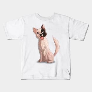 White Border Collie Dog Portrait Kids T-Shirt